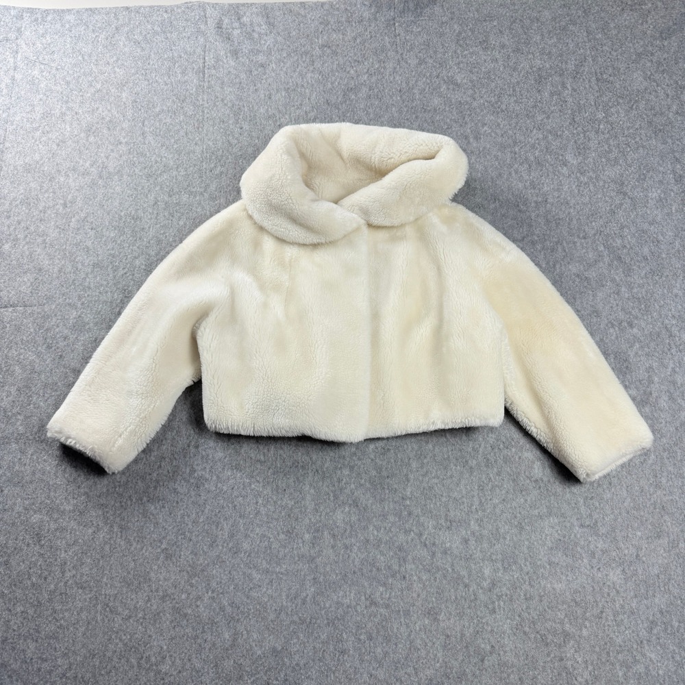 Vintage 60s 70s Kagel's Phoenix Cream Faux Fur Cropped Jacket Womens Ivory